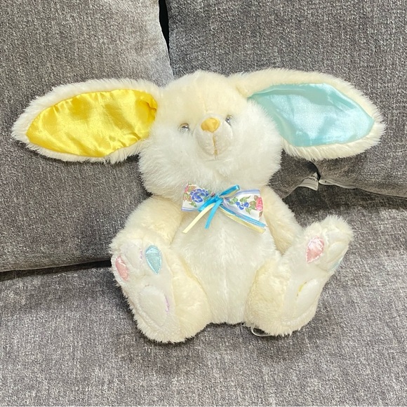 Other - Plush Bunny with Yellow and Blue Ears 10 Inches